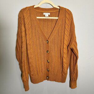 Cupcakes & Cashmere Rust Orange Medium Cable Knit Sweater - Medium EUC